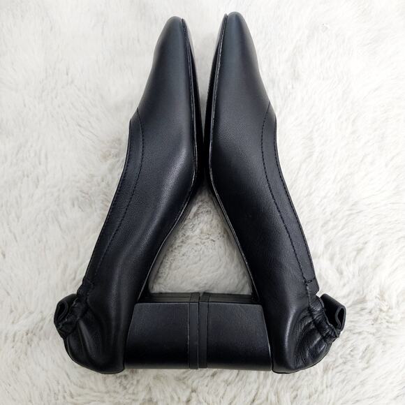 Everlane The Day Heel Black Leather Block Shoes Women's Size 6 Ballet Flats - Picture 10 of 11